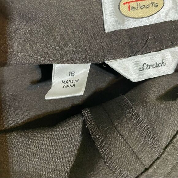 Talbots · 16W · Dress Stretch Wide-Leg Trousers · Brown · Side-Zip Slacks - Picture 7 of 7